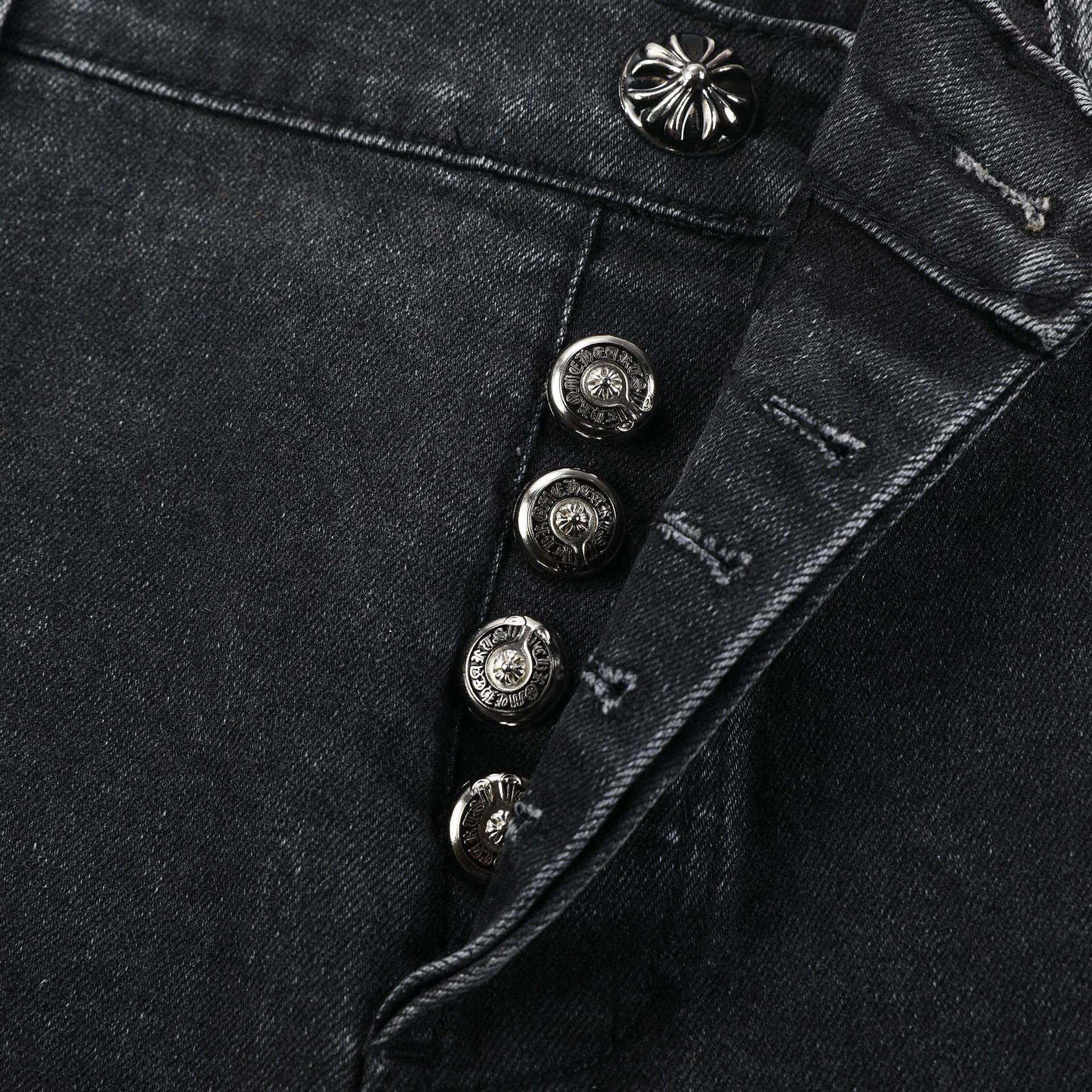 Chrome Hearts Grey jeans with colored crosshatch