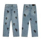 Chrome Hearts Levi's 905 Black Cross Patch Light Blue Jeans